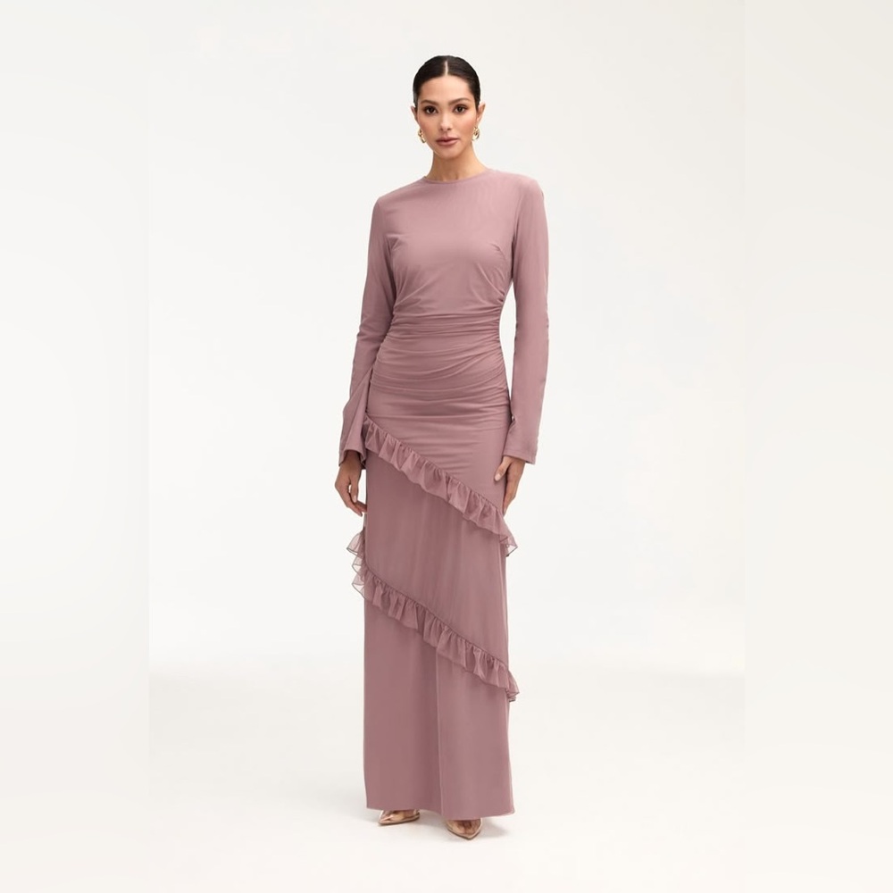 VEILED Sabrina Waterfall Maxi Dress in Twilight Mauve (NWT)
